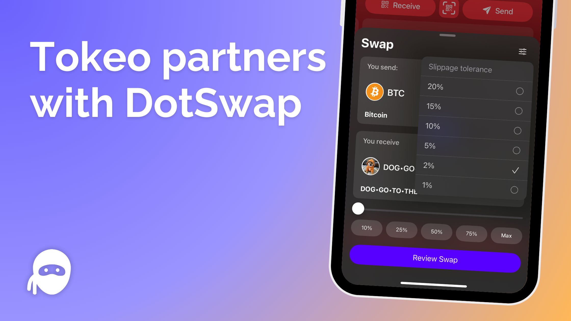 Bitcoin DeFi DotSwap Tokeo Partnership wallet